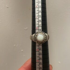 Opal and marcasite sterling silver ring size 8-3/4 - NOS